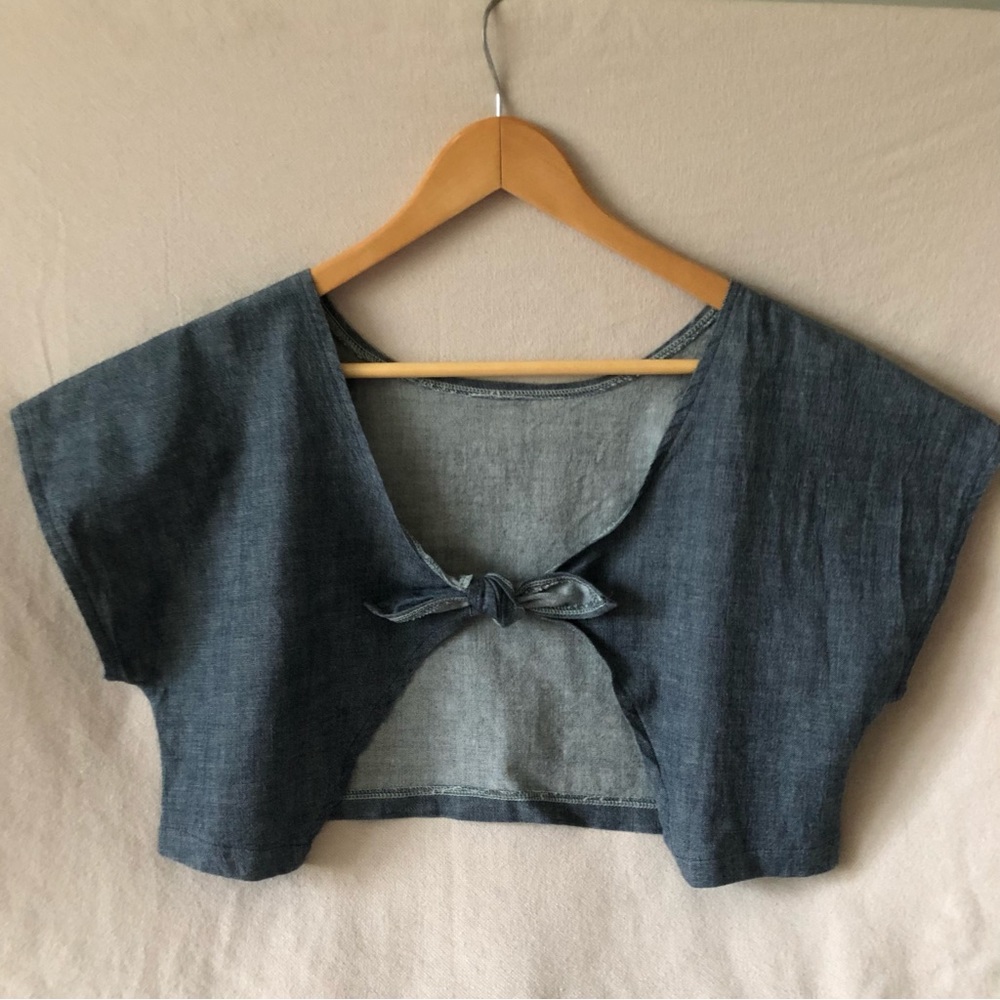 Denim look tie top